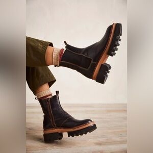 Free People Black and Brown Ankle Boots